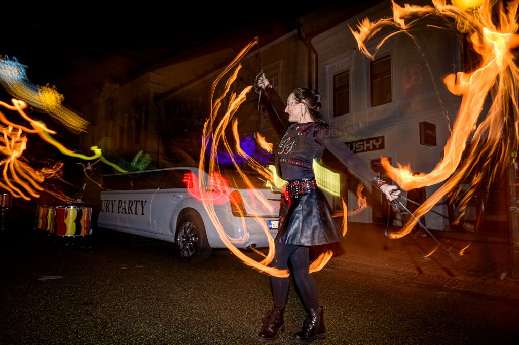 fire show with drums